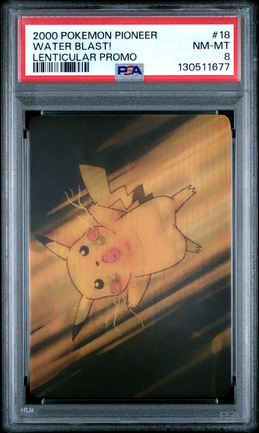 PSA 8 Water Blast Pikachu #18 Pokemon 1999 VIZ VHS Pioneer Lenticular C77